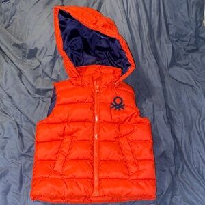 United Colors Of Benetton Vibrant Red Hooded Vest